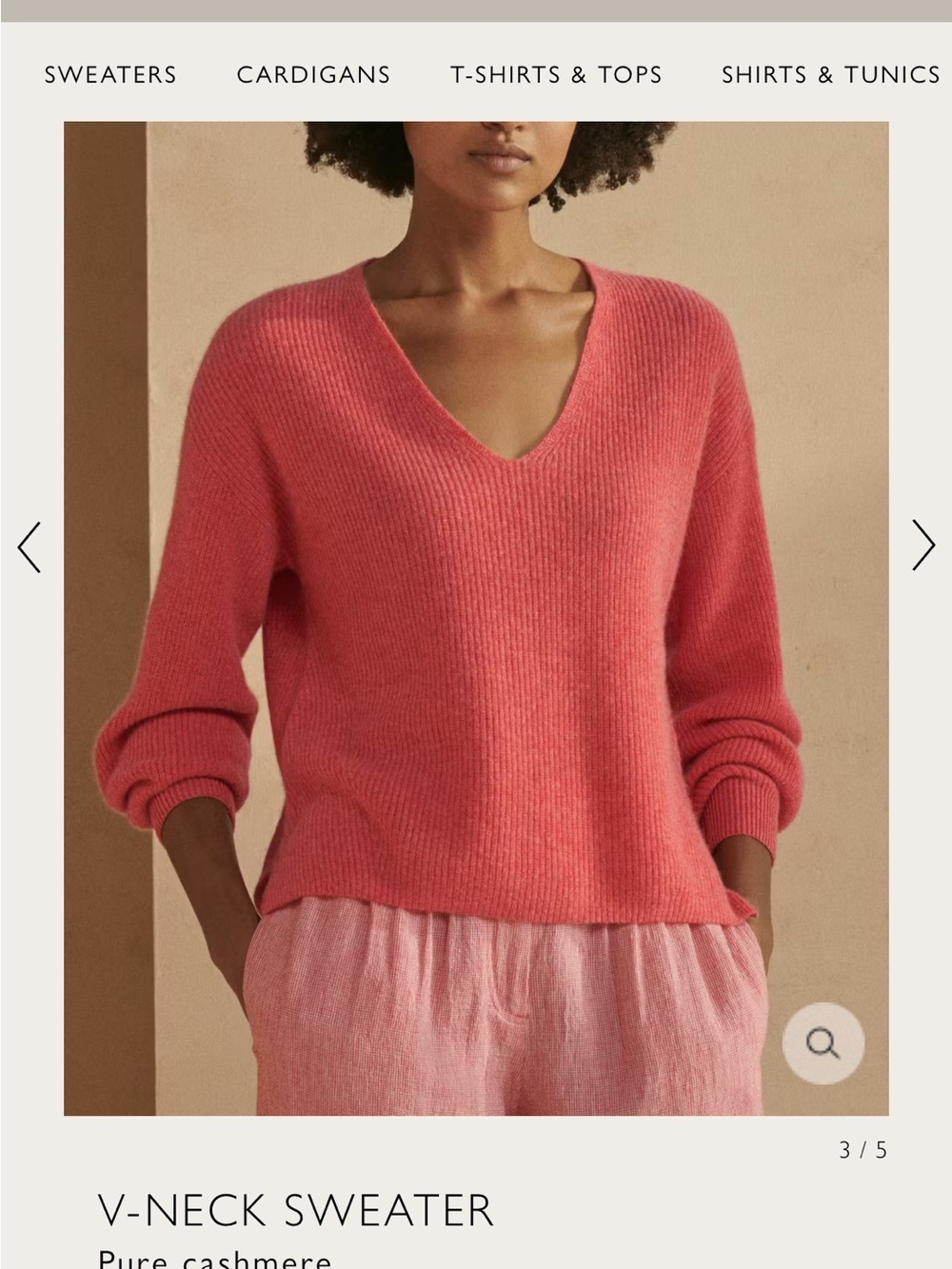 Poetry Coral V-Neck Sweater